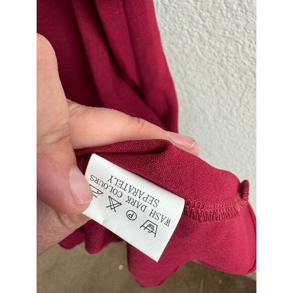 NWOT Women's Red V-Neck Ruffle Boho Cottagecore Dress Medium - Picture 10 of 11